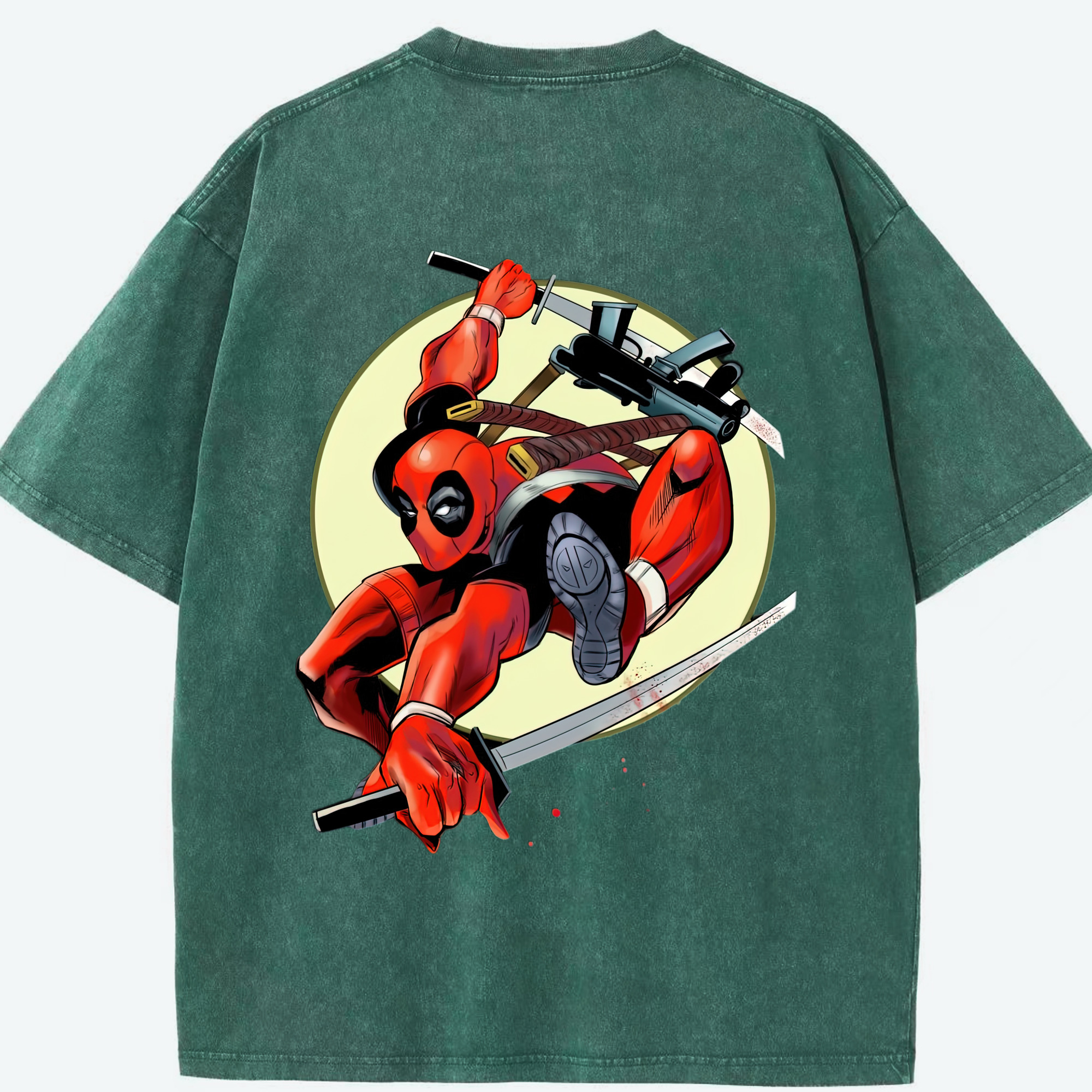 （画像用） Deadpool デッドプール 綿100% ヴィンテージ風 半袖Tシャツ（背面プリント）